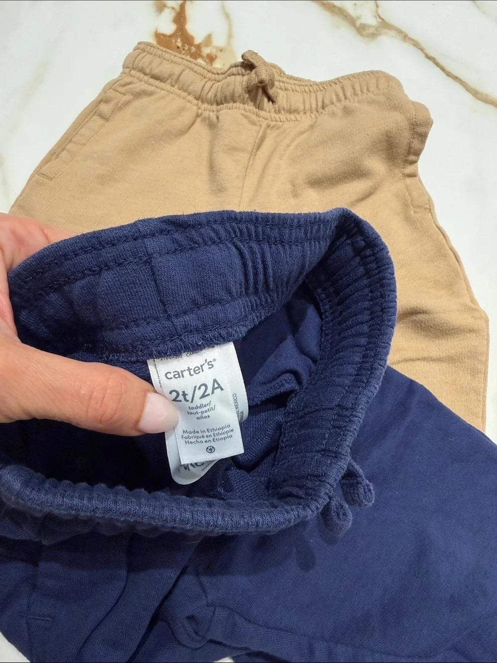 Carter's Navy and Tan Cotton Jogger Pants Duo